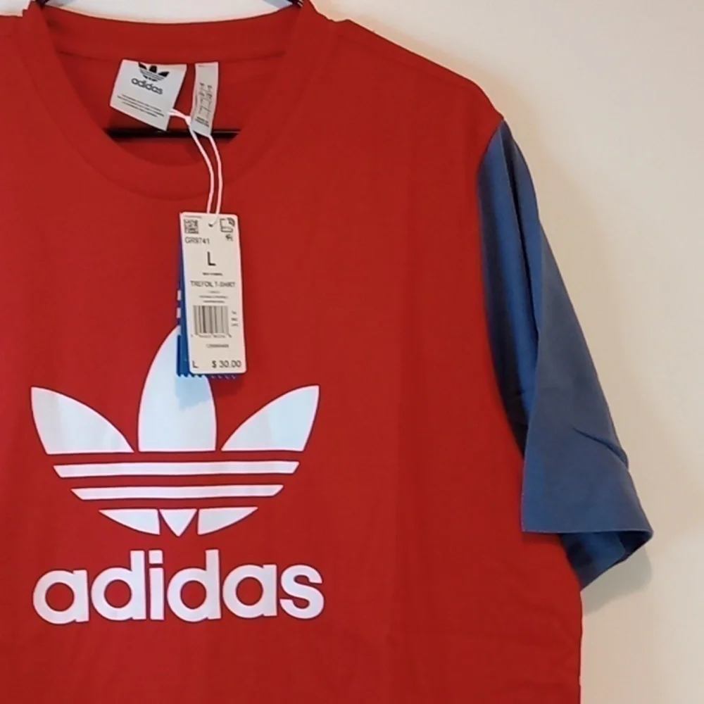 ADIDAS ORIGINALS TREFOIL COLOR BLOCK SHIRT MEN'S SZ LARGE RED NWT  💯